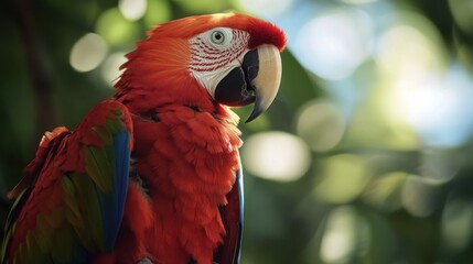 Scarlet Macaw in Tropical Foliage