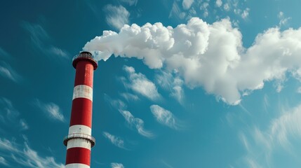 Pipe Emitting Smoke in Blue Sky