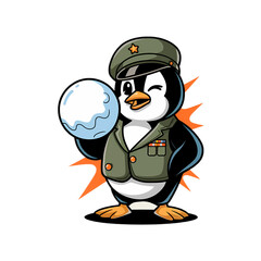 penguin soldier in winter