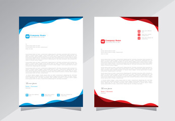 corporate modern letterhead design template with blue and red color. creative modern letter head design template for your project. letterhead, letter head, Business letterhead design.