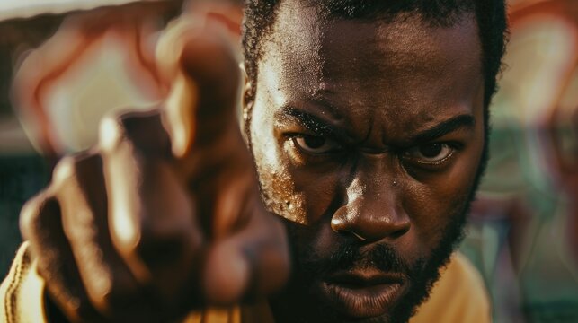 Person Pointing Finger Close Up