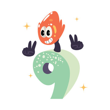 birthday candle number nine happy