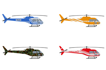 helicopter flat style vector illustration isolated on white background