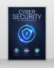 cyber security flyer design layout template,