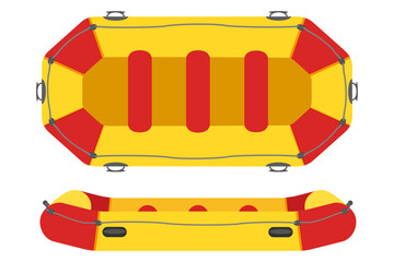 inflatable rafting boat flat style vector illustration isolated on white background
