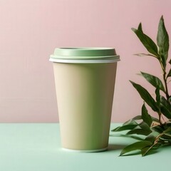 the AI Image Generator, Pastel green mock-up paper cups