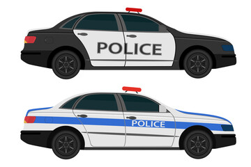 police car vehicle flat style vector illustration isolated on white background