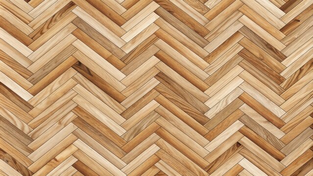 Seamless light brown wood parquet flooring with herringbone pattern