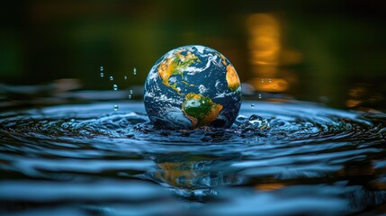 Saving water and world environmental protection concept. Earth, globe, ecology, nature, planet concepts
