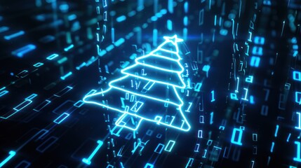 Obraz premium Digital Christmas Tree in a Binary World
