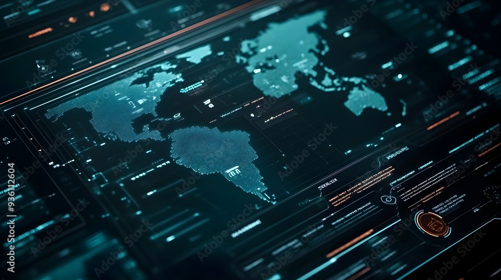 Poster global digital technology network futuristic visualization background