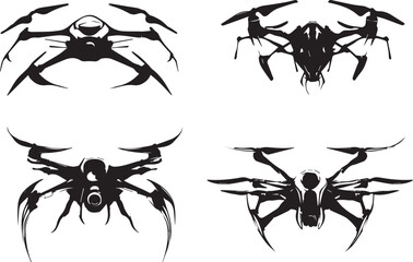 Set FPV Drone. Hand drawn vector illustration