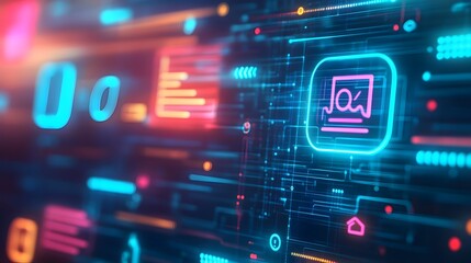 Futuristic Digital Interface with Hud and Abstract Data Visualization Elements