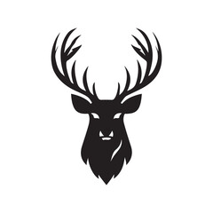 deer head vector, silhouette, logo design style 