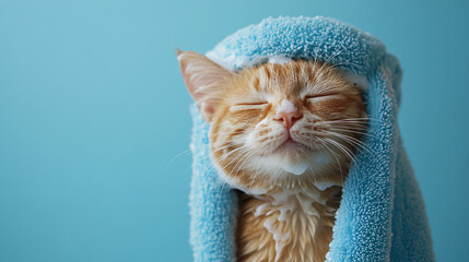Charming cat spa time, bath and grooming