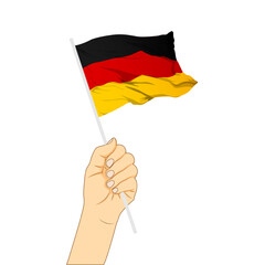Vector illustration of Germany flag in hand on transparent background