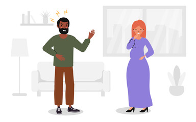 Illustration of couple yelling and pointing at each other