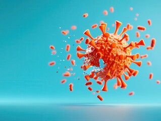 Fototapeta premium Breaking virus cell, impact of vaccine, 3D illustration