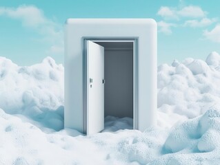 Vaccine storage in cold environment, frost effect, 3D illustration