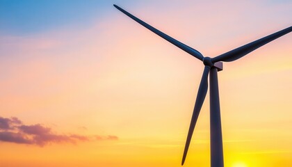 A detailed image of a wind turbine blade being installed at sunrise, symbolizing the ongoing efforts to harness clean energy