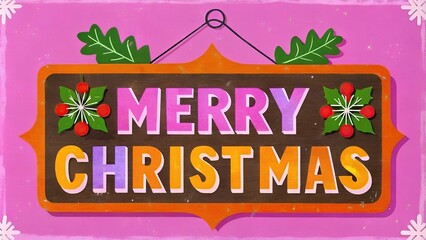 Christmas card Retro with Merry Christmas Lettering