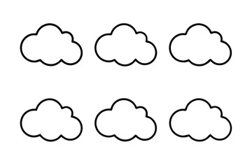Vector illustrations of cloud icons, representing weather, data storage, and online services. Perfect for use in weather applications, cloud computing, and digital projects.