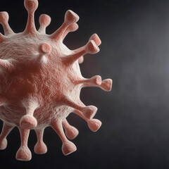 Virus cell with spikes, intricate surface textures, 3D illustration