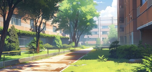 Obraz premium A Sunny Day in the Schoolyard