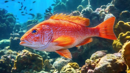 Naklejka premium Red Snapper Fish in a Coral Reef