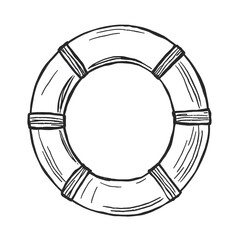 Naklejka premium Lifebuoy cartoon style icon illustration on white background. generative AI