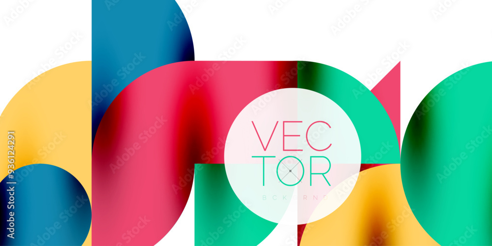 Poster tech minimal circular shapes geometric art. vector modern circles