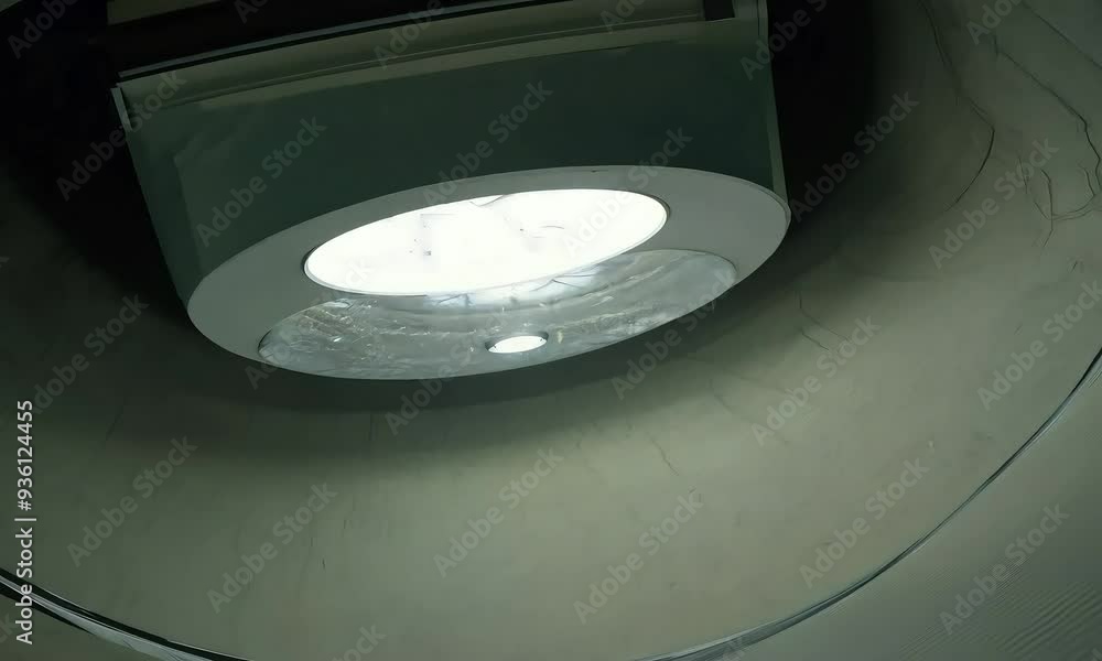Aufkleber a circular architectural structure with a central light source illuminating the interior.