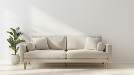 Fototapeta premium The minimalist beige sofa