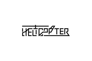 Helicopter text logo typography design.