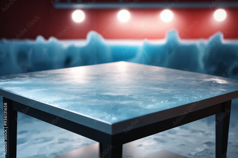 Wall mural Empty ice table photo for product with a north pole background, intricate, autentic background