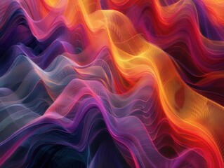 Obraz premium Futuristic 3D background, flowing waveforms, vivid colors, intricate patterns, immersive depth, detailed and dynamic