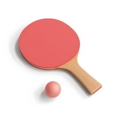 Vibrant 3D Animation of Isolated Table Tennis Paddle and Ball on Plain White Background