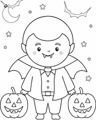 Halloween celebration coloring page illustration