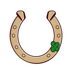 Horseshoe cartoon style icon illustration on white background. Generative AI