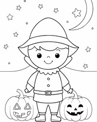 Halloween celebration coloring page illustration