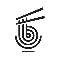combination of noodles in a chopstick and bowl becomes the letter b logo vector