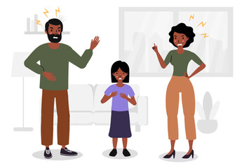 Illustration of couple yelling and pointing at each other