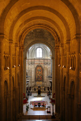 Vault and altar at Lisbon Se Cathedral or Metropolitan Cathedral of St. Mary Major in Lisbon city, Portugal.