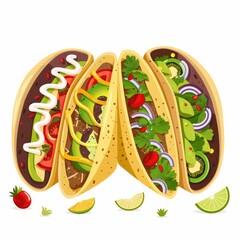 Flat Design Tacos with Colorful Fillings