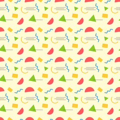 Memphis seamless pattern.Colorful geometric repeat pattern.Christmas vector graphic illustration background.