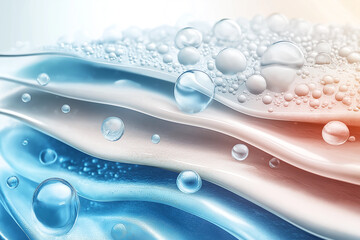 Premium Skincare Graphic Showing Hydrated Skin Layers with Moisture Beads