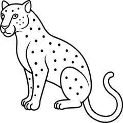Jaguar outline illustration art, smooth line art like silhouette on white background.
