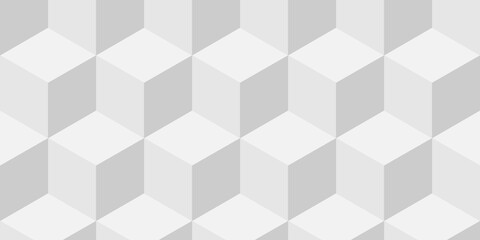 Minimal cubes geometric tile and mosaic wall grid retro digital hexagon technology wallpaper background. white and gray block cube structure backdrop square triangle texture vintage design.