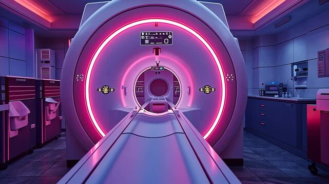 MRI or CT scan machine on a futuristic hospital