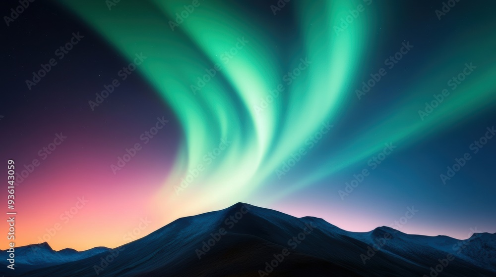 Canvas Prints a colorful aurora borealis lights up the sky over a mountain, ai